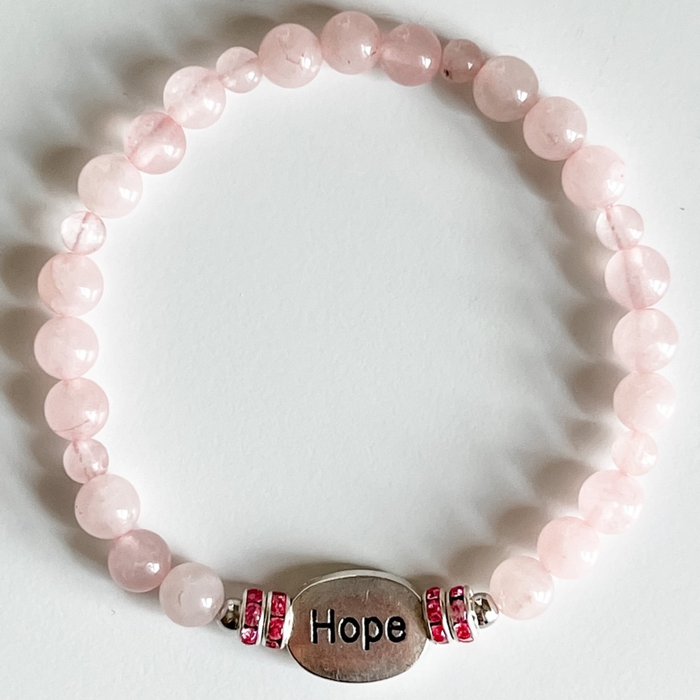 HOPE rose quartz stone bead elastic bracelet